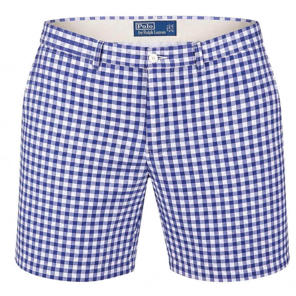 Polo Ralph Lauren Shorts Mens 36 Blue Gingham Check Cotton Preppy Summer Classic